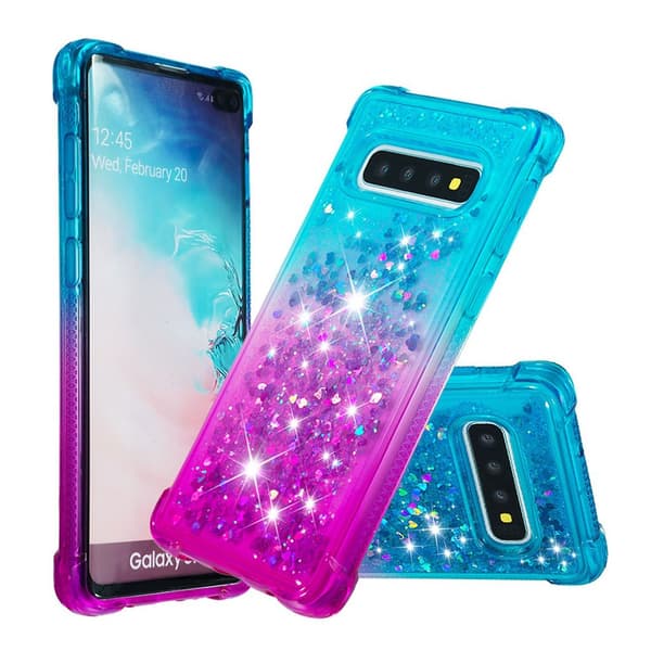 Samsung Galaxy S10 Plus gradient glitter deksel - Baby Blå / Lilla
