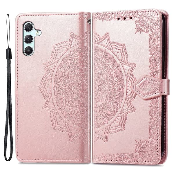 Mandala Samsung Galaxy A55 etui i lær - Rose Gull