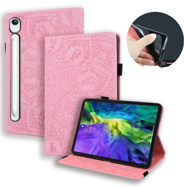 Tabletfodral Samsung Galaxy Tab S10 FE / Tab S9 FE / Tab S10 Lite Kortfack Läderfodral Blommönster - Rosa