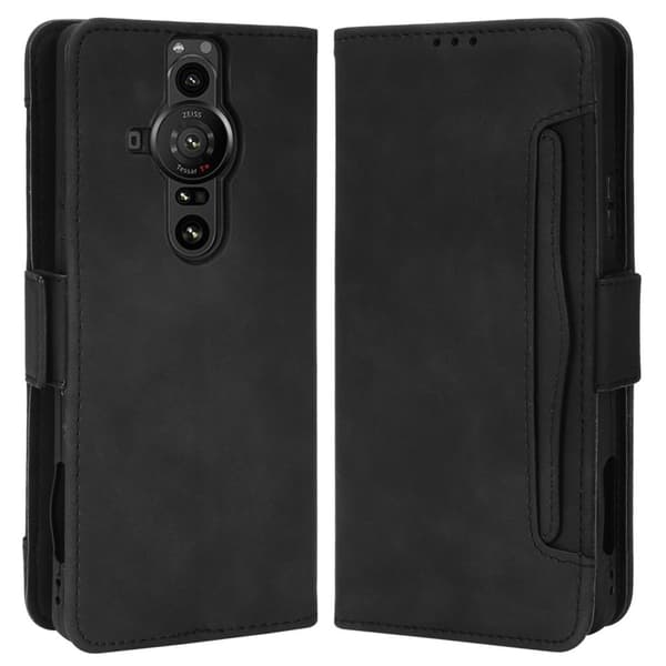 Stilfuldt Læder Etui med Pung til Sony Xperia Pro-I - Sort