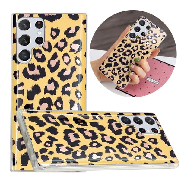 Deco Samsung Galaxy S23 Ultra Etui - Electroplated Leopard Print