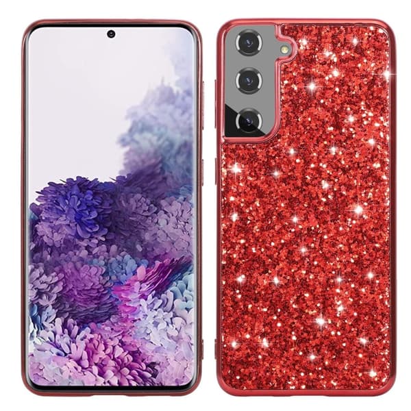 Glitter Samsung Galaxy S23 Plus Etui - Rød