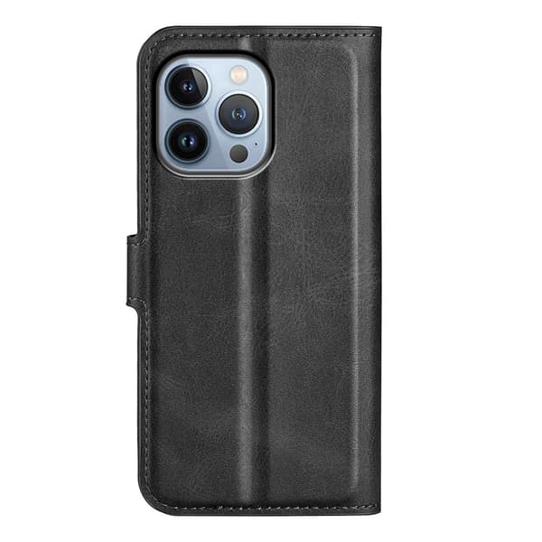 iPhone 14 Pro nahkainen lompakokkotelo - Musta