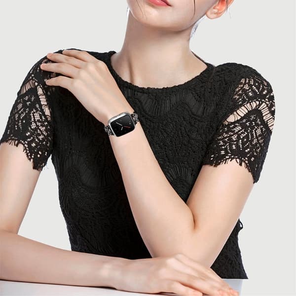 Fitbit Versa 2 / Versa Lite rhinestone luksusstil urrem i rustfrit stål - Sort
