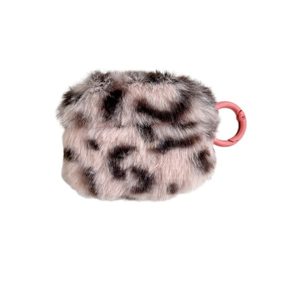 AirPods Pro leopardfuskpelsveske med spenne - Rosa
