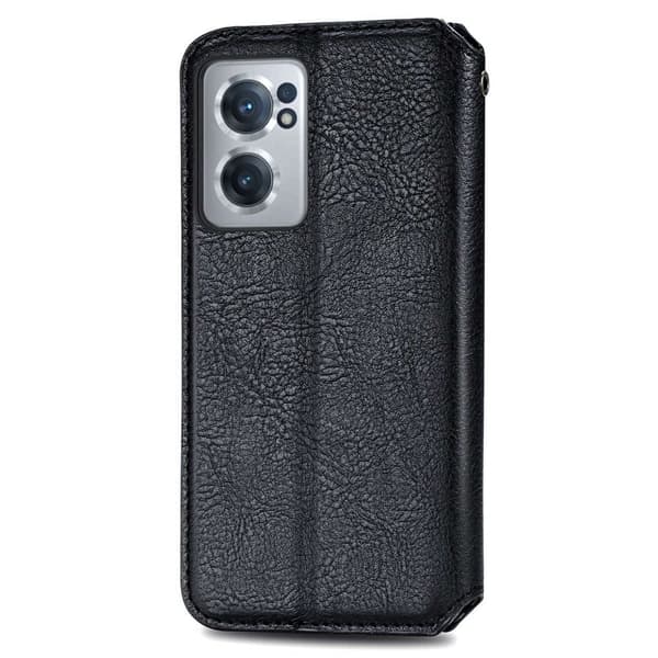 Læder Etui med A Stilfuldt Rhombus Tryk til OnePlus Nord CE 2 5G - Sort