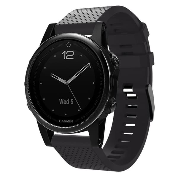 Garmin Fenix 5S Plus Stilfuldt silikone Urrem - Sort