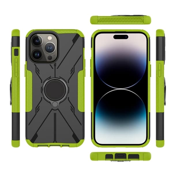 Kickstand-skydd med magnetisk platta för iPhone 14 Pro Max - Grön