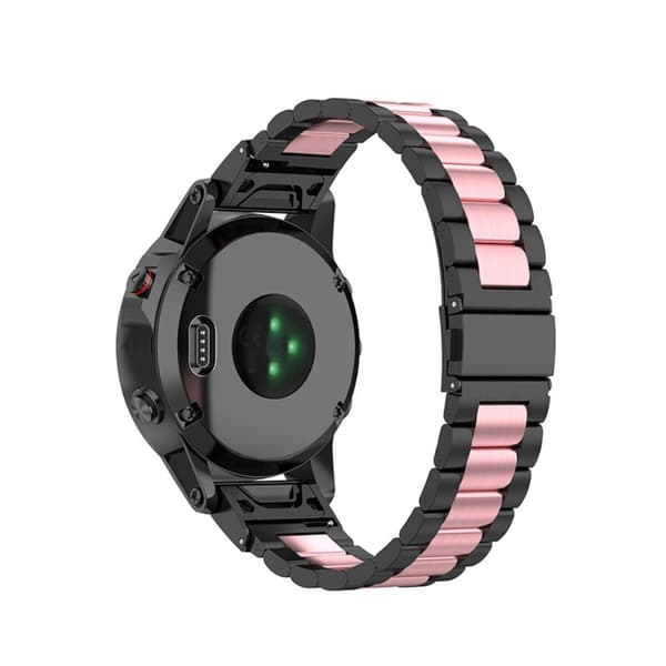 26 mm urrem i rustfrit stål med foldelås til Garmin-ur - Sort / Lyserød / Sort