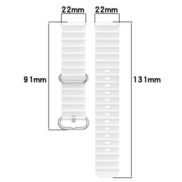 22 mm universal silikoneurrem i bølget stil - Sort / Hvid