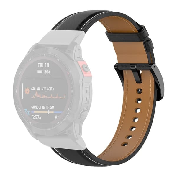 22mm aito nahkaranneke Garmin-kelloon - Musta