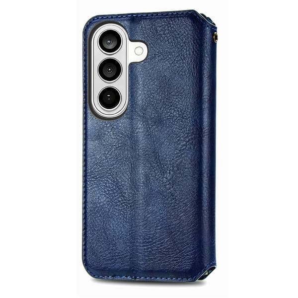 Läder Samsung Galaxy S26 Plus fodral med romb-design - Blå