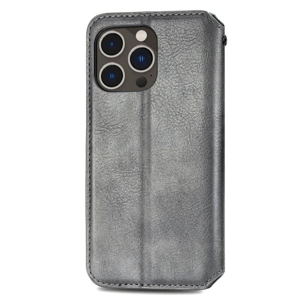 Læretui med A Stilfull Rhombus Imprint til iPhone 14 Pro - Grå