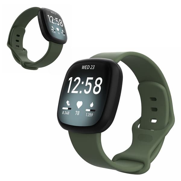 Fitbit Versa 3 / Sense silikoninen kellonauha - Tummanvihreä Koko: L