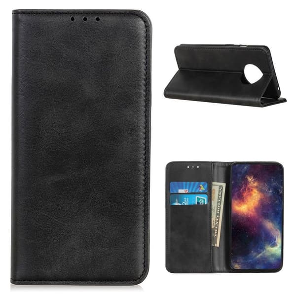 Wallet-style ægte Læder Flipcase til Xiaomi Redmi Note 9t / Note 9 5G - Sort