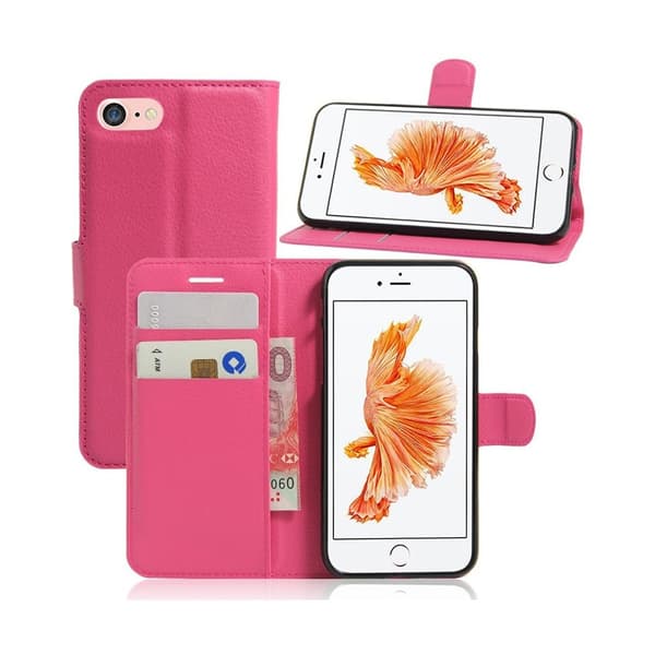 Laudrup Litchi Läderfodral för iPhone 7 / 8 - Varm Rosa
