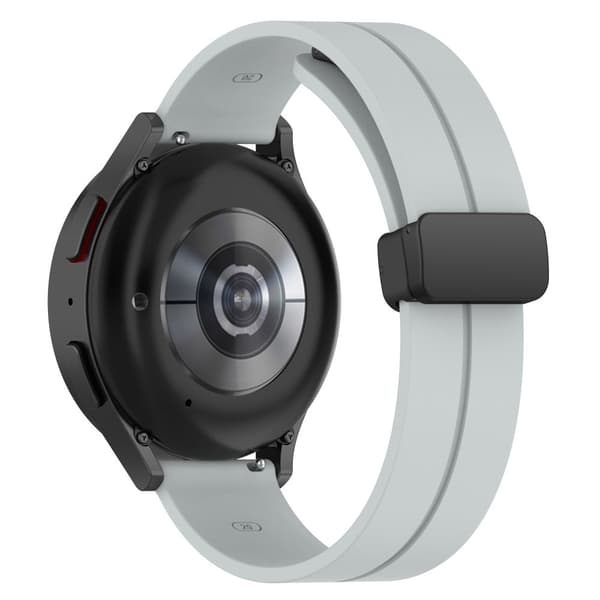 20 mm universal silikone-urrem med magnetisk foldespænde - Lysegrå