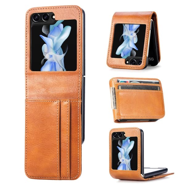 Samsung Galaxy Z Flip5 lædercover - Brun