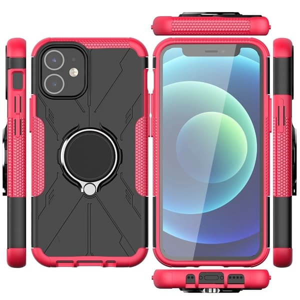 Kickstand-skydd med magnetisk platta för iPhone 12 Mini - Ros
