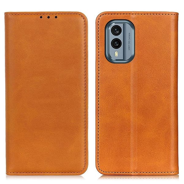 Flip Etui med Pung i Ekte Lær til Nokia X30 - Brun