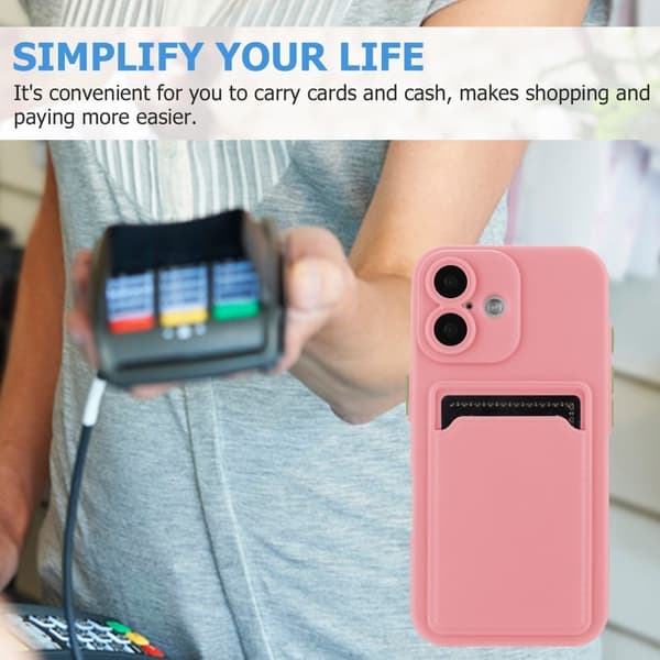 Kortholder cover til iPhone 16 Plus - Lyserød