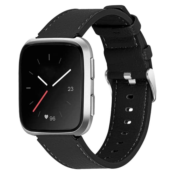 Fitbit Versa 2 / Versa klockarmband i äkta läder - Svart