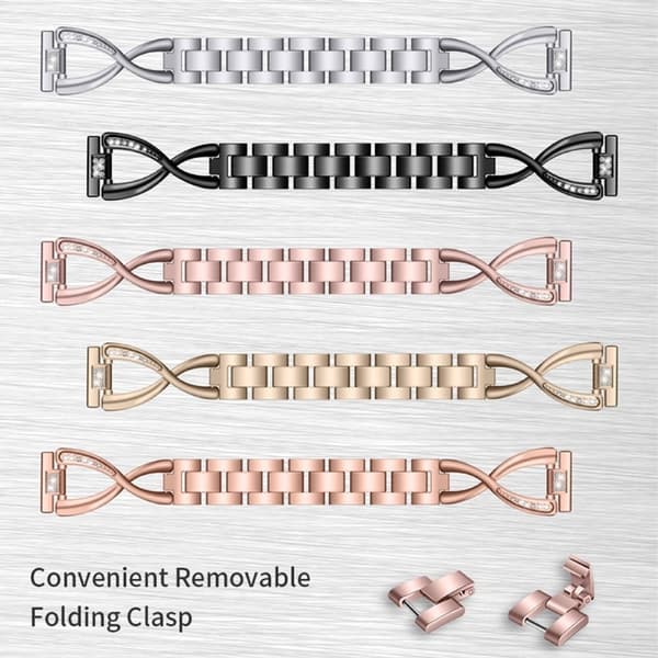18mm X-Shape strassdekorerat klockarmband för Fossil-klocka - Silver