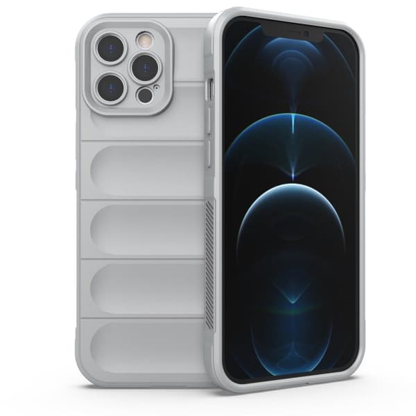 Mjukt greppformat iPhone 12 Pro Max skal - Silver/Grå