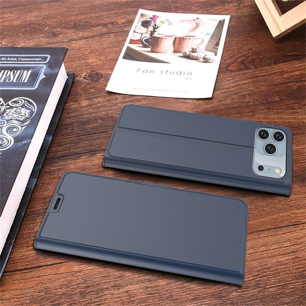 Glatt og tynt premium PU-skinnetui for iPhone 17 Pro - Blå