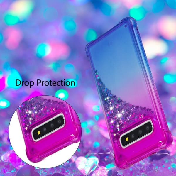 Samsung Galaxy S10 gradient glitter deksel - Lilla / Blå