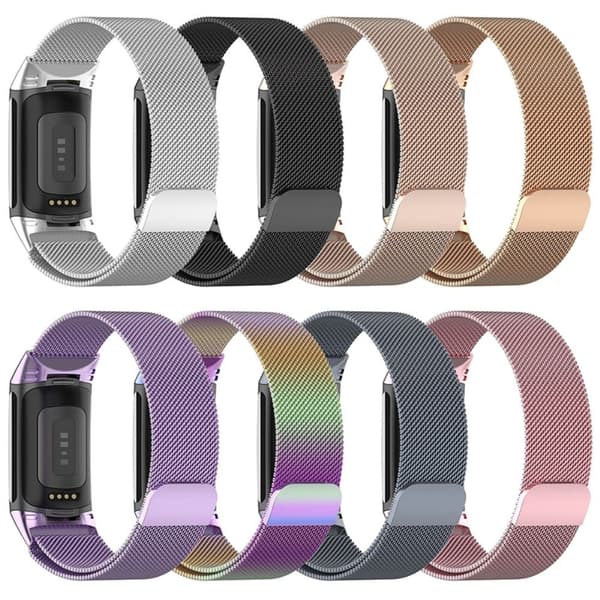 Fitbit Charge 5 milanesisk urrem i rustfrit stål - Lyserød