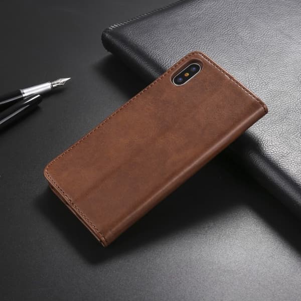 LC.IMEEKE iPhone X flip etui - Brun