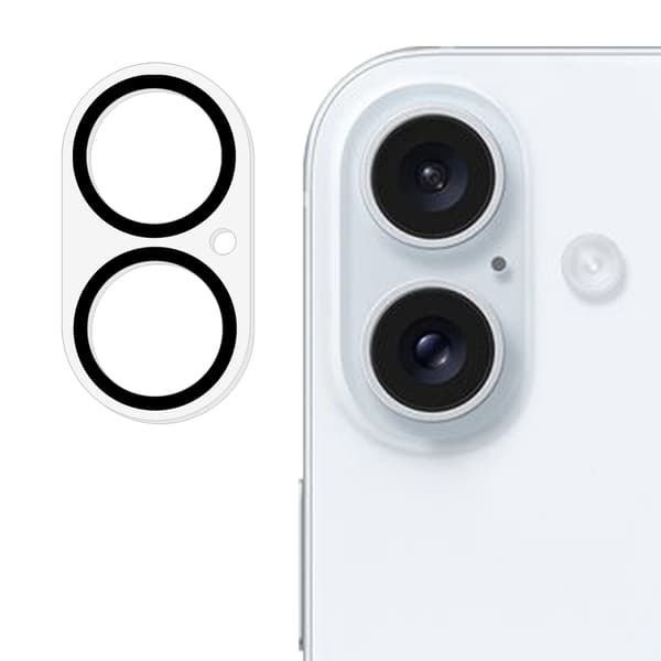 iPhone 17-objektivbeskyttelse i hærdet glas med silketryk - Sort