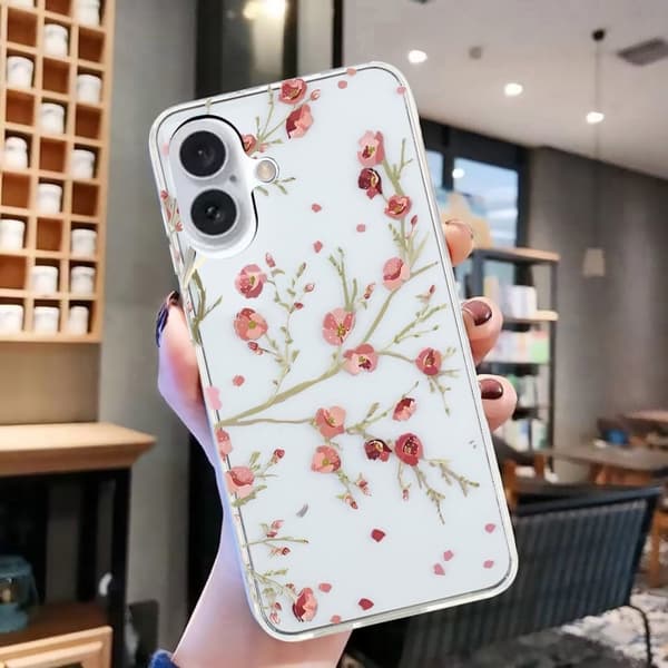 iPhone 16-etui med mønsterutskrift Fleksibelt, fleksibelt mobildeksel - Blomst