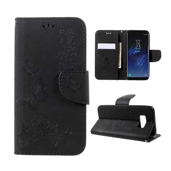 Samsung Galaxy S8 beskyttende læder-etui med print - Sort