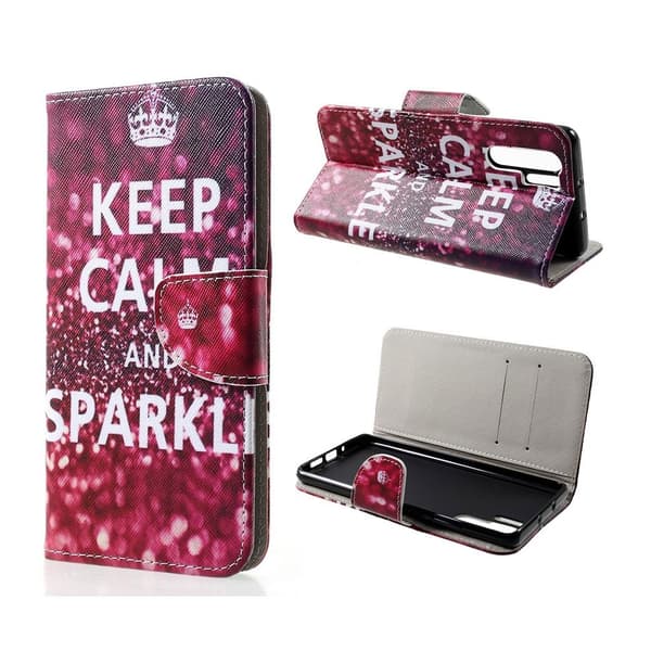 Huawei P30 Pro kryds tekstur læder flip etui - Keep Calm and Sparkle