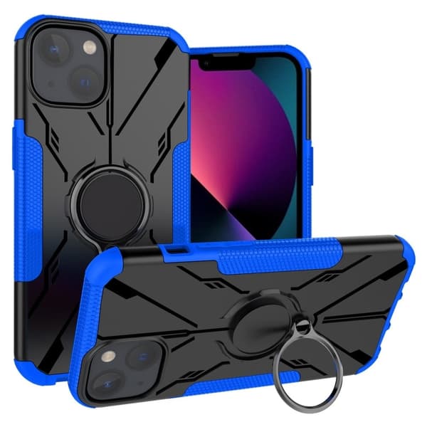 iPhone 13 mini 5,4 tommer Ring Kickstand Design Bumpresistent and Flexible 2-i-1 telefonbagcover Drop Resistant Protective Case - Blå