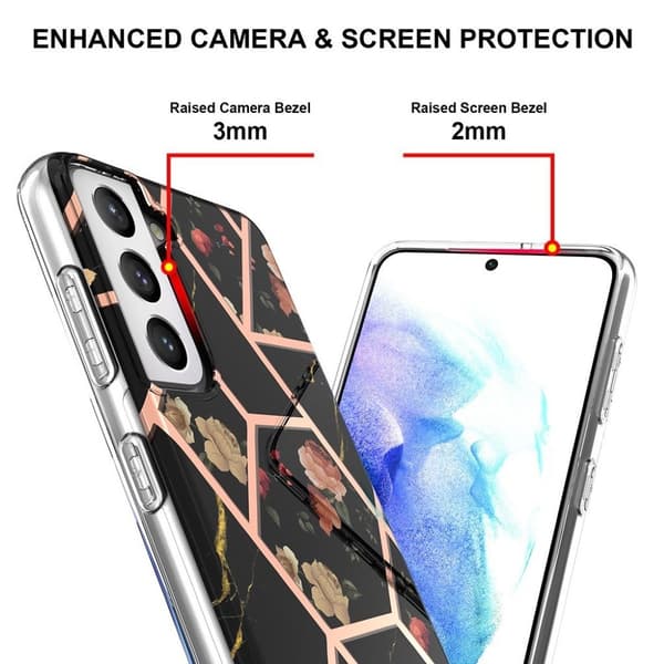 Marble design Samsung Galaxy S21 Plus 5G cover - Sort Marmor / Blomst