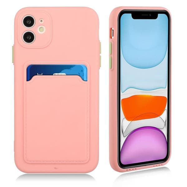Card Holder Deksel til iPhone 12 Mini - Rosa