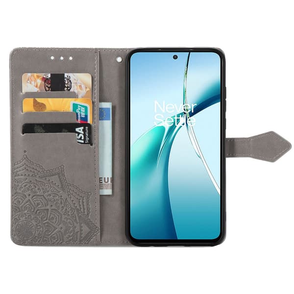 Mandala Motorola Moto G56 etui i lær - Grå