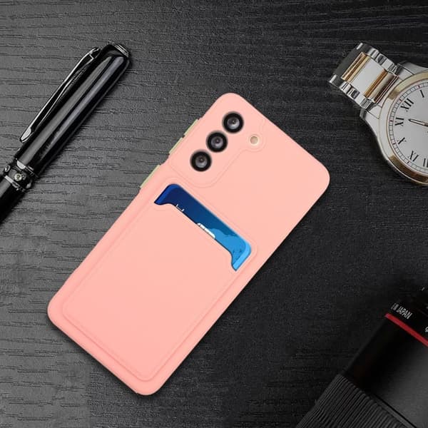 Deksel med Kortholder til Samsung Galaxy S23 Plus - Rosa