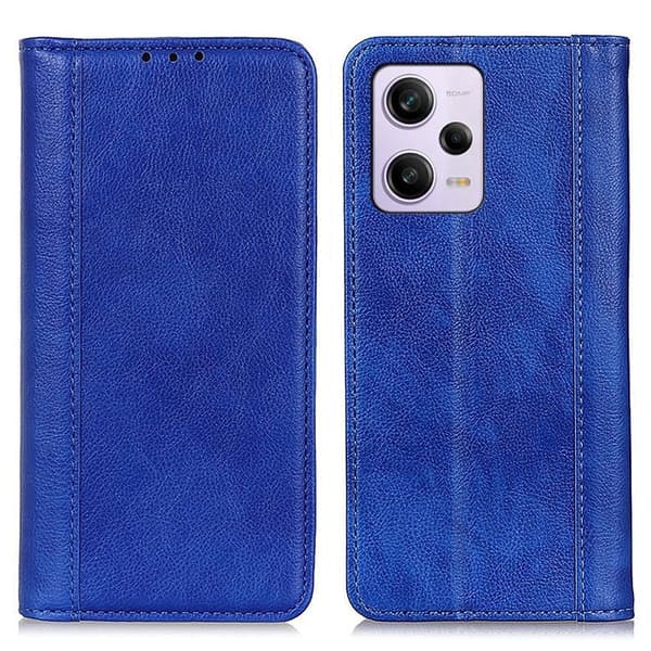 Xiaomi Redmi Note 12 ægte læderetui med magnetisk lukning - Blå