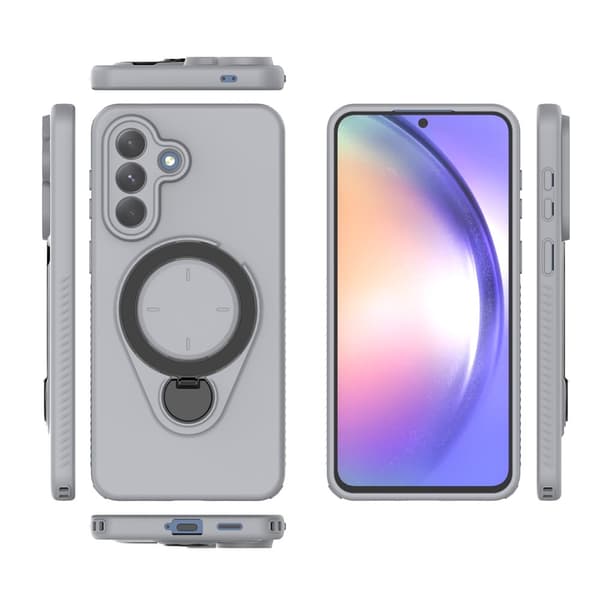 Samsung Galaxy A57 5G magnetfodral med vridbart stativ och flexibelt, stötsäkert skydd - Grå