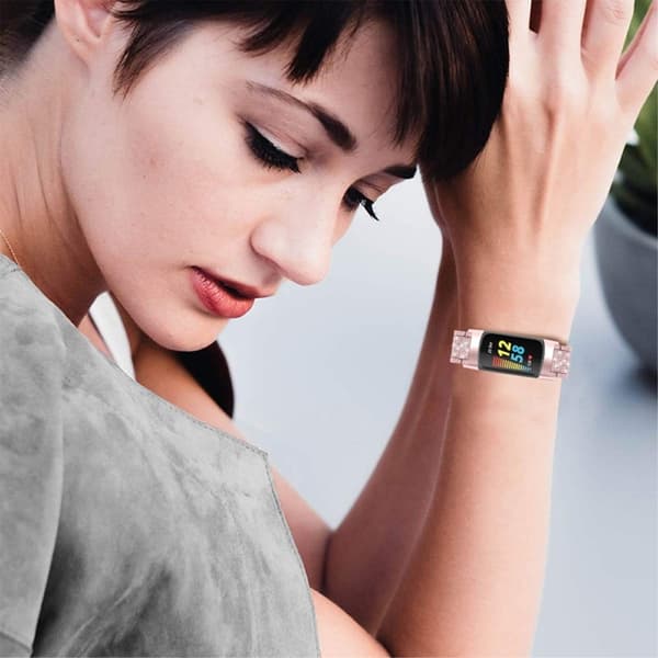 Fitbit Charge 5 bling strass klokkerem - Rosa Rose