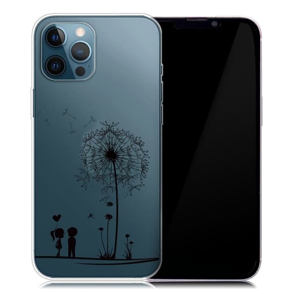 Blød, fleksibel stødabsorbering Slim Pattern Printing Transparent Protective Case iPhone 13 Pro 6.1 inch - Sort