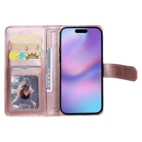 iPhone 17 etui med pung & 10 kortpladser - Rødguld