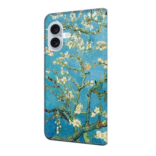 Wonderland iPhone 16 Plus flip etui - Abrikosblomst