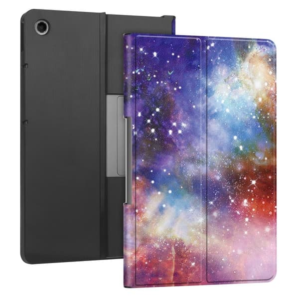 Lenovo Tab Plus Stand Case Pattern Print Leather Tablet Cover - Galaksi