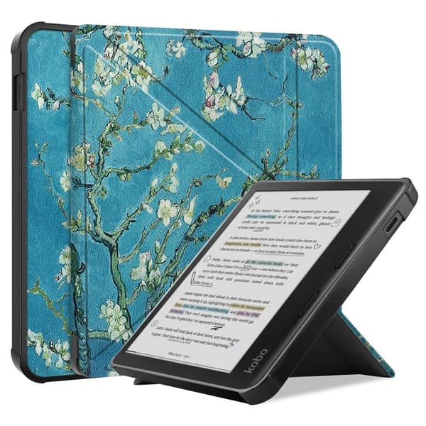 Til Kobo Libra Colour Case Pattern Print Leather ebook Reader Cover - Abrikosblomst