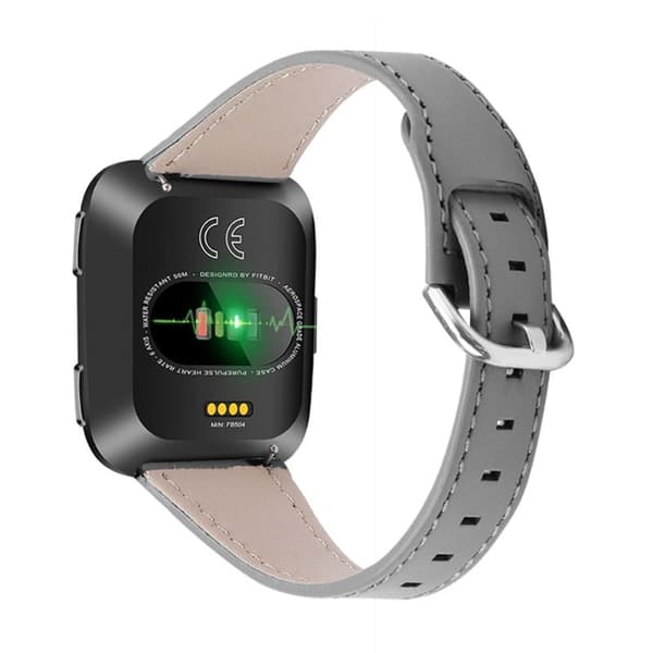 Fitbit Versa 2 / Lite urrem i ægte okselæder - Grå